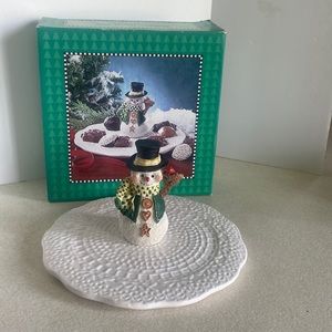 1998 Springwater  Enterprises©️ Snowman Dessert 7 1/2”  plate 2 piece set